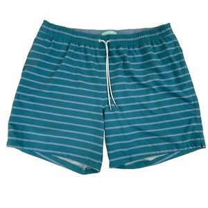 Bonobos Swim Trunks 2XL Striped Print Built-in Briefs Surf Shorts‎ Pockets Green